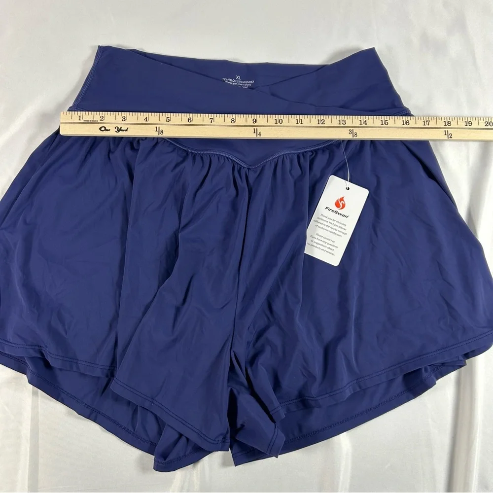 FireSwan‎ Women's Athletic Shorts, Navy Blue, Size XL